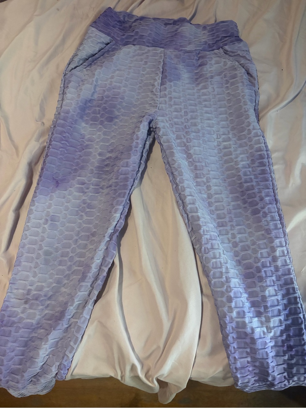 Women's Lavender Textured Leggings - Comfortable Stretch